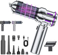Handheld Car Vacuum Cordless Mini Vacuum Cleaner Rechargeable 16000Pa Hand Held Vacuum Cleaner Portable Small Vacuum with Multi-Nozzles Dust Duster for Car Home Office Pet (Silver Purple)