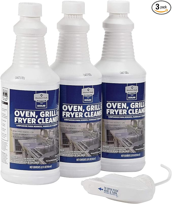 Oven Grill and Fryer Cleaner with Stainer Value Pack (32 oz 3 pk).Heavy Duty Commercial Cleaner