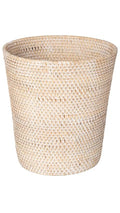 KOUBOO Loma Round Rattan Paper Waste Basket Trash Can Bathroom Garbage Bin Bedroom Kitchen Office Home Desk Small Wicker Bin for Waste Paper Latte