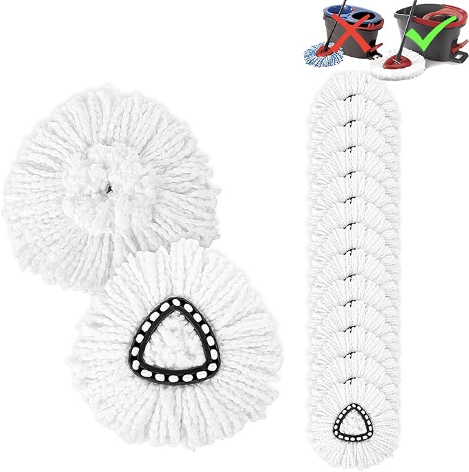 15-Pack Spin Mop Superior Replacement Heads – Compatible with O-Cedar EasyWring and Other Spin Mops Durable and Washable Refills for Effortless Floor Cleaning - iDeaology
