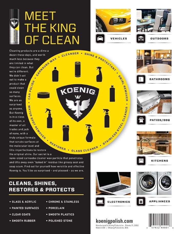 Koenig Spray Polish | Multipurpose Cleaner and Polish | Green-Based Polish Spray | Household Spray Polish and Cleaner | Multipurpose Polish for Home &amp Auto
