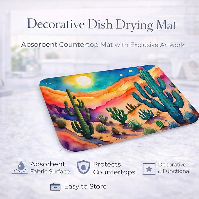 Caroline's Treasures DAC1416DDM Cactus in Color Dish Drying Mat Absorbent Dish Drying Mat Pad for Kitchen Counter Dish Drainer Mat for Countertop 14 x 21 Multicolor