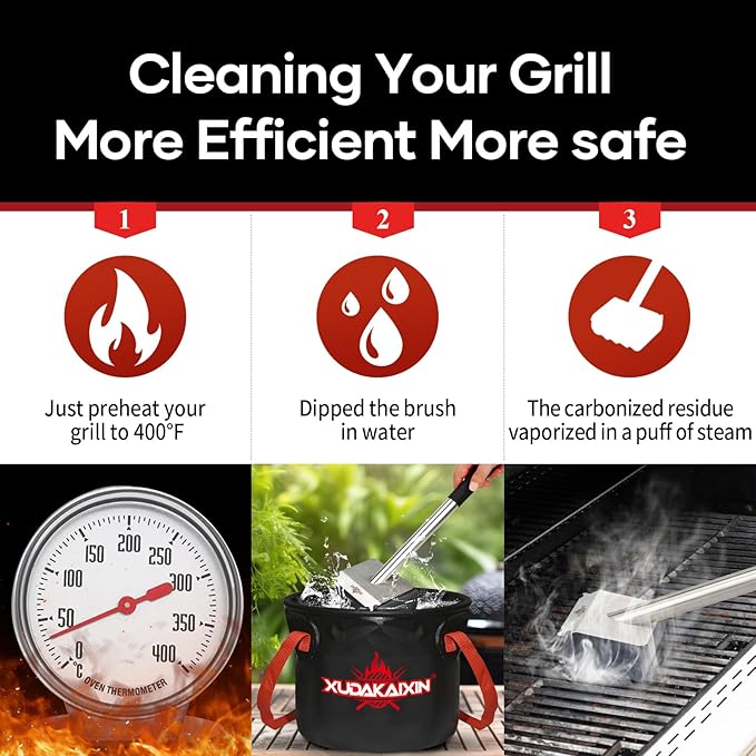 Steam Grill Brush Bristle Free[Ultra Safe &amp Efficient] Grill Cleaner for Outdoor GrillBBQ Replaceable Scraper Cleaning HeadGrill Brush BBQ AccessoriesGifts for Men/Dad ﻿