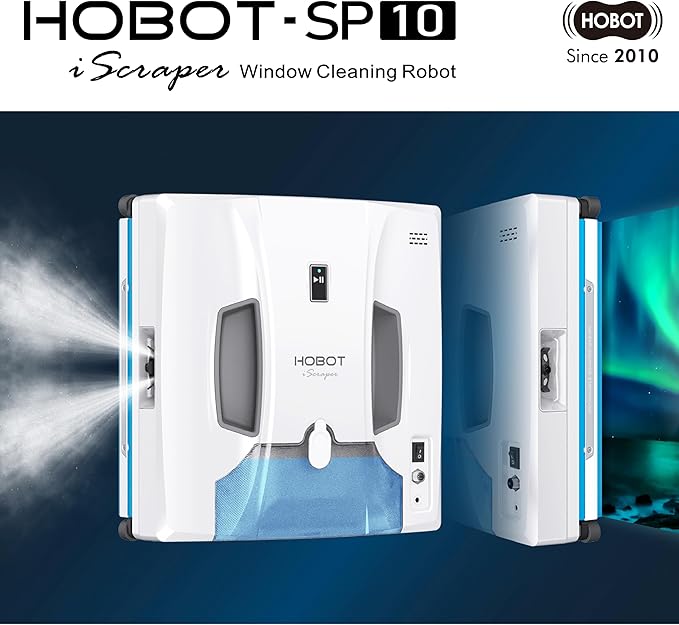 HOBOT-SP10 iScraper Window Cleaning Robot Spray-Sweep-Scrape 6000Pa Suction App + Remote Control Framed/Frameless Glass Indoor/Outdoor Use