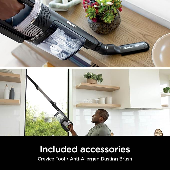 Shark Stratos Cordless Vacuum with Clean Sense IQ and Odor Neutralizer MultiFlex Wand Includes Crevice Tool &amp Anti-Allergen Brush Up To 60 Minute Runtime Ash Purple IZ862H