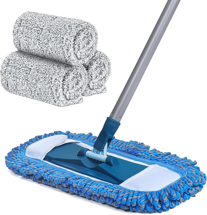 Mirofiebr Dust Mop with 3 PCS Washable Mop Pads and Extendable 57” Long Handle Multifunction Floor Mop for HardwoodMarbleLaminateTile Floor Mopping