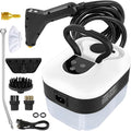 1200ml Handheld Steam CleanersPressurized Multi-Surface Steam Cleaner with 5pcs Accessoriesfor Home Upholstery Car Floor Window Grime Grease Grout and Tile (White-1200ml)