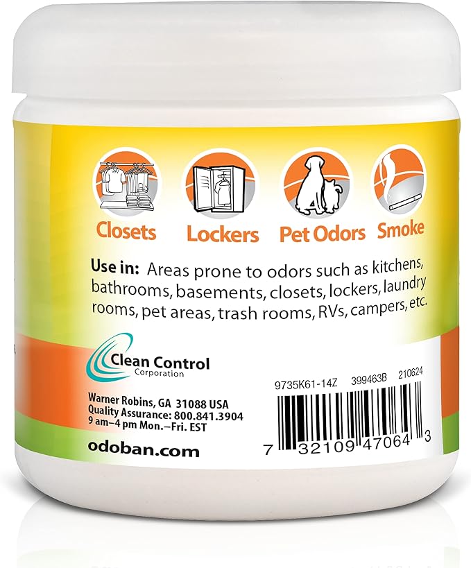 OdoBan Solid Odor Absorber Eliminator for Home and Small Spaces Citrus Scent 14 Ounces Each 6-Pack