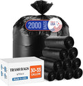 Delxo 30-33 Gallon Trash Bags 2000 Count – 0.6 Mil Medium Duty Garbage Bags Durable Plastic Bolsas para basura Perforated Design– Made in USA for Kitchen Yard Office (Black)