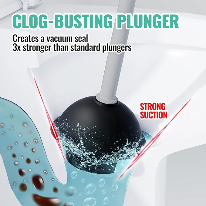 2PACK 4 in 1 Toilet Brush and Plunger Set with Crevice Cleaning Brush Toilet Plunger and Brush Set with Extra Long Handle Plungers for Bathroom Accessories Toilet Plunger with Holder Dark Gray