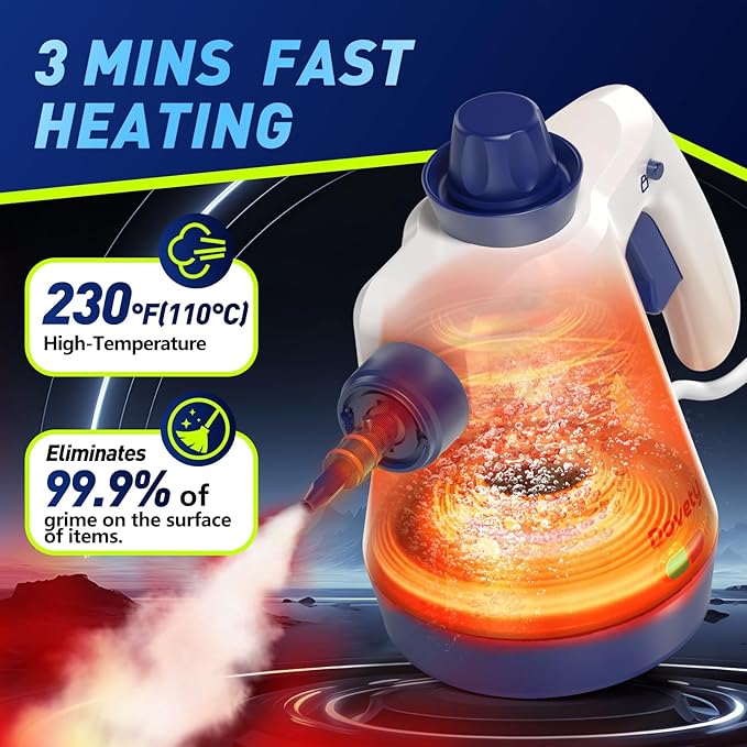 Steam Cleaner Pressurized Handheld Steam Cleaner for Home with 12pcs Accessories &amp Safety Lock Multi-Surface &amp Powerful Home Use Steamer for Cleaning Car Bathroom Shower Window Grime G