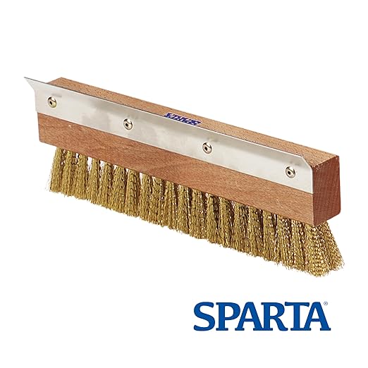 SPARTA Pizza Oven Brush Replacement Head with Crimped Brass Bristles and Stainless-Steel Scraper Durable Ideal for Commercial Kitchens 10 Inches Wood