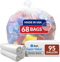 Reli. 95 Trash Bags Heavy Duty | 68 Trash Bags | Super Sizeable for Serious Garbage Cleanup (Clear)
