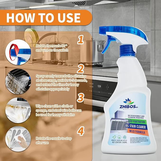 Multi-Purpose Oil Remover &amp Nonfat Sprayer Kitchen &amp Bathroom Cleaning Supplies (3)