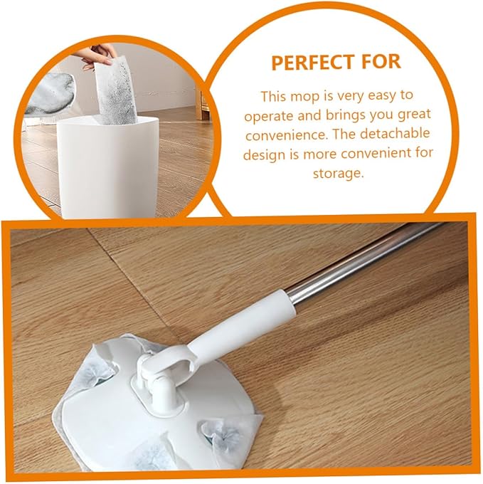 Retractable Handle Dust Mop No Wash Mop with Triangle Microfiber Pad for Household Floor Cleaning Static Dust Removal Suitable for Hard Surfaces and Daily Use