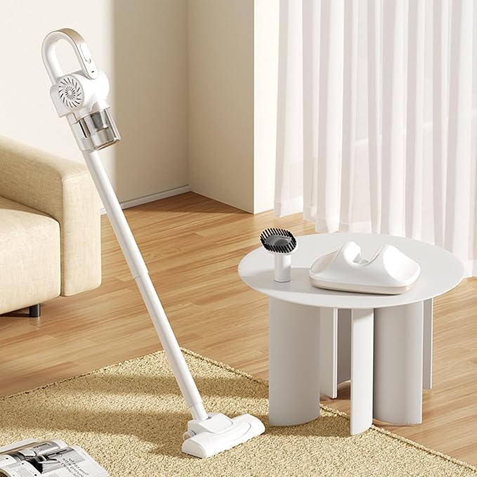 Home Cordless Vacuum Cleaner 8500Pa Vacuum Cleaners for Home 260ml Dust Cup Anti-Tangle Stick Vacuum Self-Standing 3 Modes Vacuum Cordless Rechargeable for Pet Hair/Carpet (White)