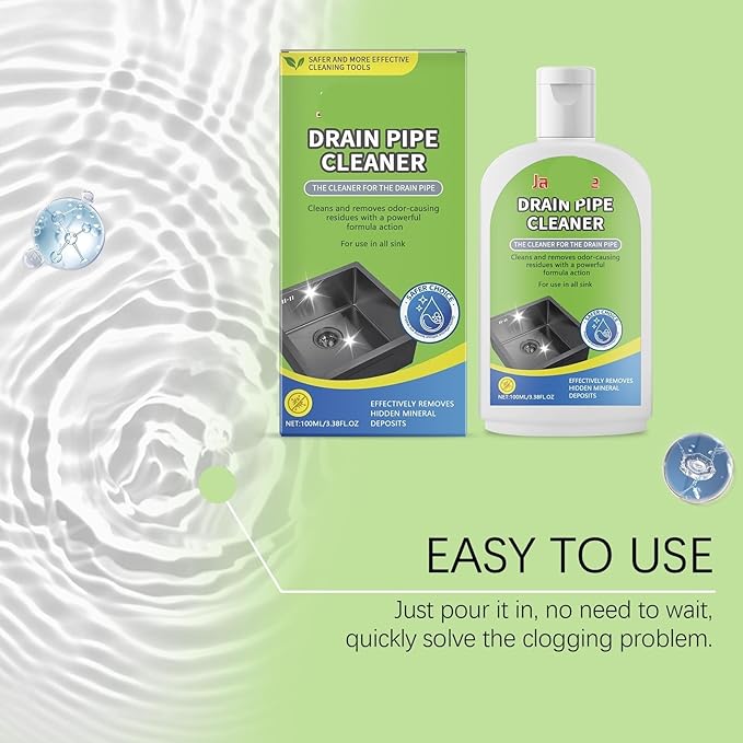 Powerful Drain Cleaner for Kitchen &amp Toilet Pipes - Fast Acting Drain Unblocker Dissolves Blockages &amp Hard Water Deposits(3PCS)