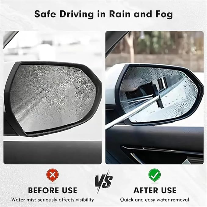 Portable Rainy Glass Window Wiper Extendable Handle Car Side Mirror Telescopic Rearview Mirror ﻿(Green)