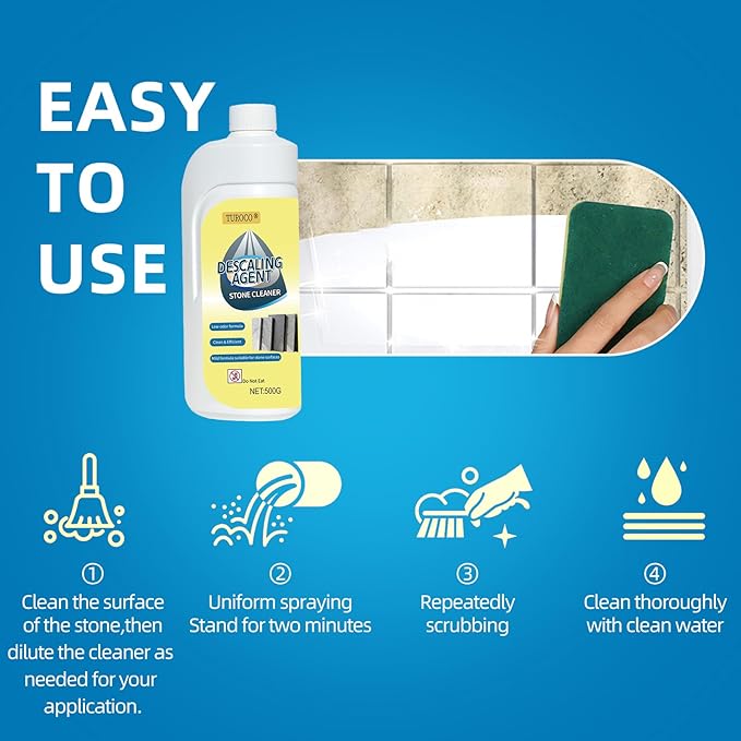 500ml Heavy-Duty Marble &amp Granite Cleaner –Yellowing &amp Limescale Remover for Tile Concrete &amp Natural Stone – Restores Shine for Bathroom Kitchen Patio &amp Outdoor Stone Surfaces