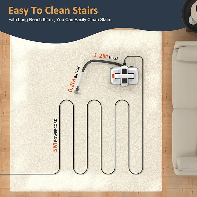 Portable Carpet Cleaner Machine - Handheld Deep Stain Cleaning with Dual Size Brushhead 15Kpa Power for Carpets Upholstery and Furniture Cleaning