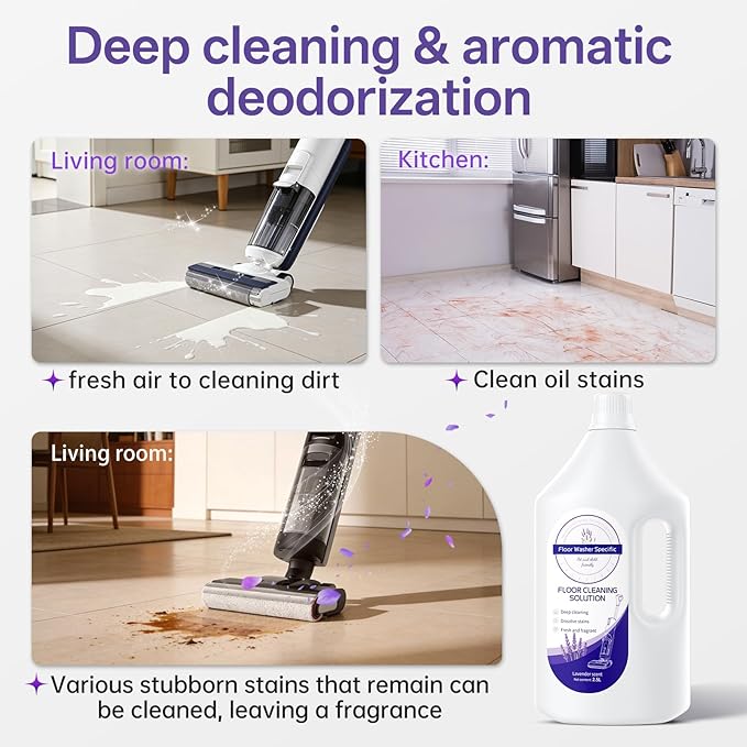 Floor Cleaning Solution Compatible With Tineco/Bissell/Dreame And Shark Fragrance Deodorization Deep Cleans for Multiple Hard Floors Suitable With Cordless Wet/Dry (【Lavender】 2.51 Liter)