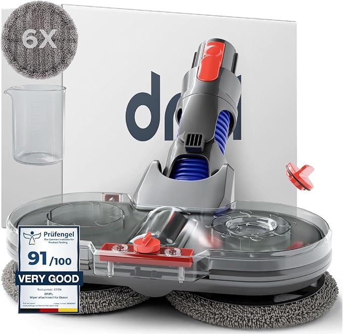 Mop Attachment Compatible with Dyson V7/V8/V10/V11/V15/Gen5 Vacuum Cleaners Electric Floor Mop with Removable Water Tank and 6 Washable Mop Pads + 1 Refill Container (V7/V8/V10/V11/V15)