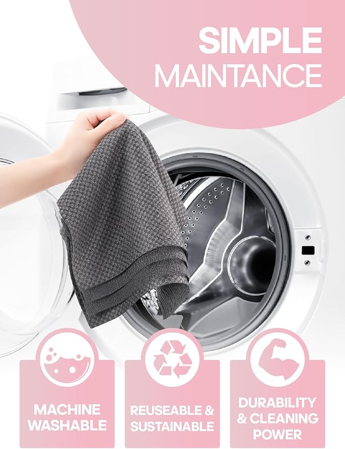Fantasticlean Large Tear-Away Microfiber Cleaning Cloth Roll - 18'' by 12'' 36 Sheets Thick Dish Cloths Super Absorbent Reusable Kitchen Towels (DimGrey)