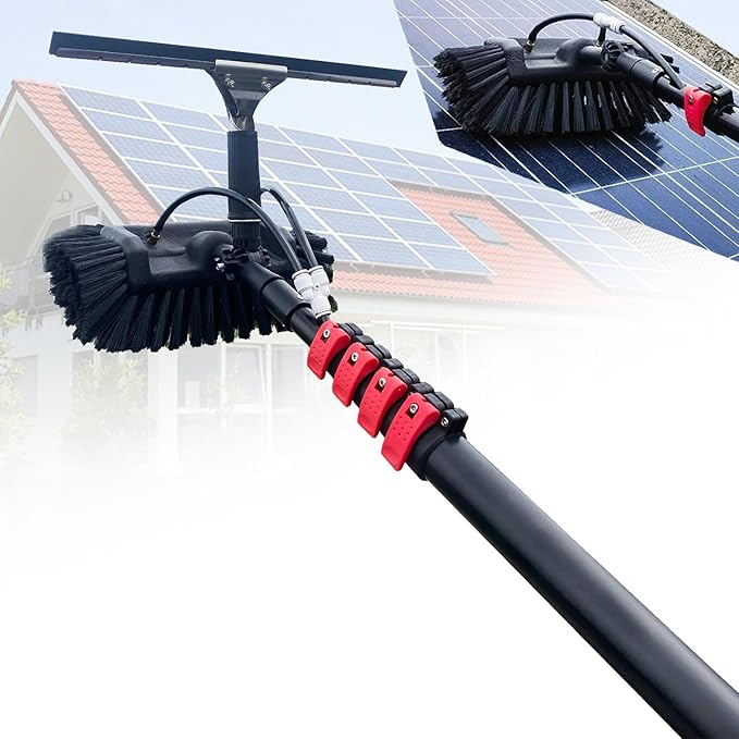Water Fed Pole Kit Adjustable Solar Panel Cleaning Kit Water Fed Extendable Brush/SqueegeeCleaning Photovoltaic And Solar Panels Window Clean Extendable Cleaner Conservatory water fed pole(30FT/9M)