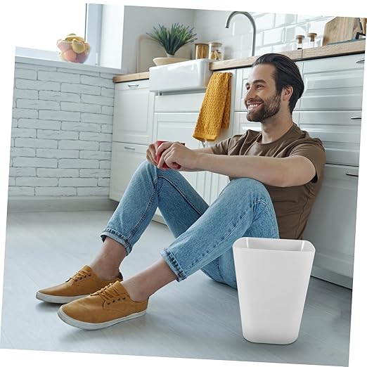 Large Opening Plastic Trash Can for Bedroom and Office Square Wastebasket with Thickened Material Simple Design Storage Bucket for Living Space and Hospitality Use