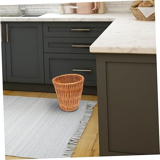 Cabilock Wicker Trash Can Lid Woven Rattan Wastebasket for Bathroom Storage Container Decorative Rattan Rubbish Bin for Home 10L Capacity