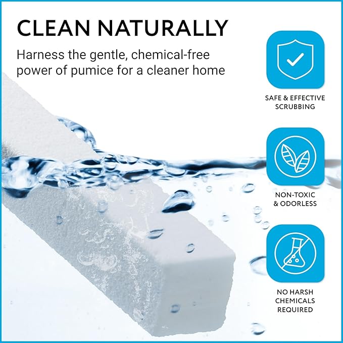 IMPRESA 12 Pack Pumice Chisel Sticks - Secure Refillable Scouring Stick Handle - Thin Cleaning Stone for Tight Spaces - Pumice Stone Toilet Bowl Cleaner &amp Stovetop Cleaner - White &amp Red