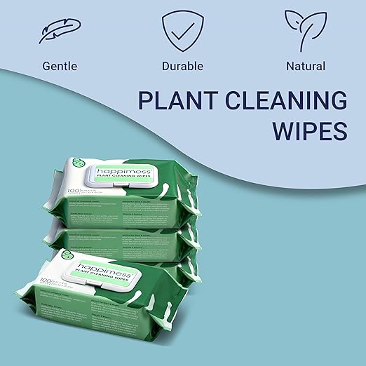 happimess WPE1000A-4SET Plant Cleaning Wipes Gently Cleans &amp Shines Houseplant Leaves Dust Remover with Aloe Vera Shea Butter &amp Chamomile 400 Count (Pack of 4)