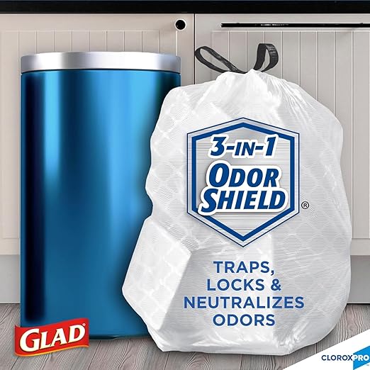 CloroxPro Glad ForceFlex 13 Gallon Tall Kitchen Drawstring Trash Bags 100 Count Pack of 4 (Package May Vary)