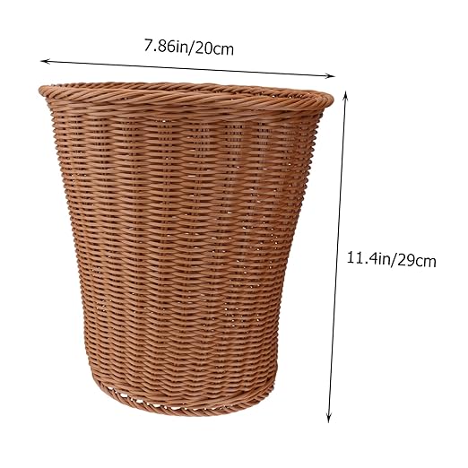 Woven Rattan Trash Can Household Wastebasket Multi Purpose Storage Basket for Bedroom Bathroom Office Random Color Random Color