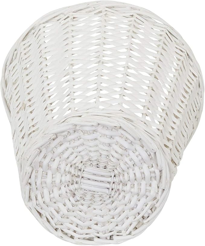 Household Essentials Wicker Waste Basket Willow Weave Painted White Includes Plastic Liner Great as a Waste Basket or Decorative Planter White