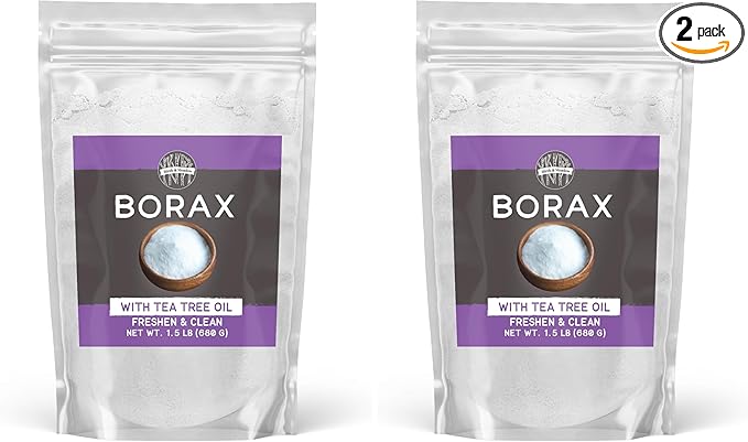 BIRCH &amp MEADOW Borax with Tea Tree Essential Oil 1.5 lb Fresh Scent Cleaning &amp Laundry (Pack of 2)