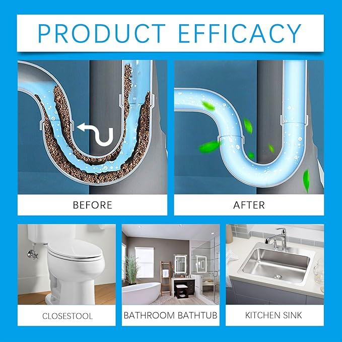 Drain Cleaning Tablets - Clog Remover for Toilet Sink Bathtub &amp Kitchen Drain - Deodorizing &amp Eco-Friendly Formula(1PCS)