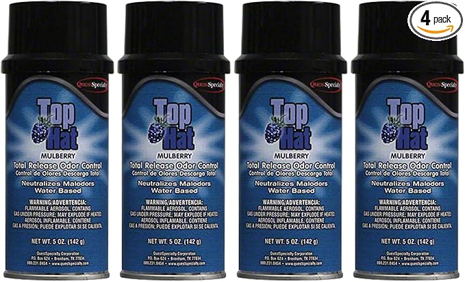 Quest 3230 TOP HAT Water-Based Total Release Odor Eliminator. Mulberry fragrance (4 Pack)