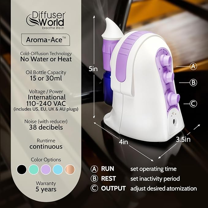 1000 Sq Ft Waterless Diffuser for Essential Oils Made in USA Lavender Waterless Aroma Atomizer for Large Room Fragrance Air Diffuser for Home Scent Machine Air Aromatherapy Oil Diffusers