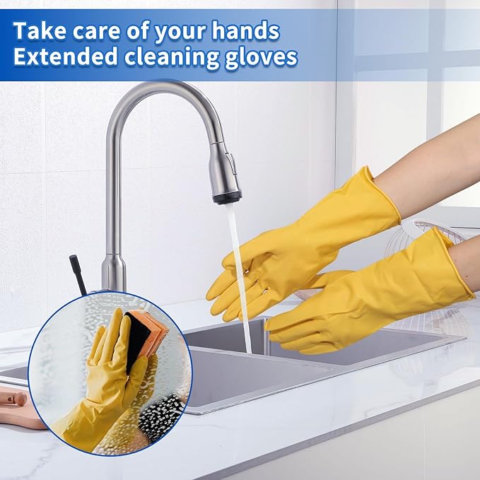 35QT Side-Press Mop Bucket and Wringer Combo on Wheels YellowIncluding One Heavy Duty Industrial Mop and One Set Large Rubber Cleaning Gloves
