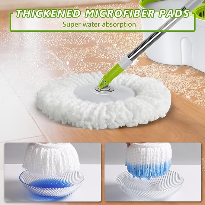 Spin Mop Bucket SystemMasthome 360°Spin Mop and Bucket with Wringer SetEasyWring Microfiber Mop with 3 Mop PadsSpinning Floor Cleaning System for Floor Cleaning - Home &amp Office Suitable