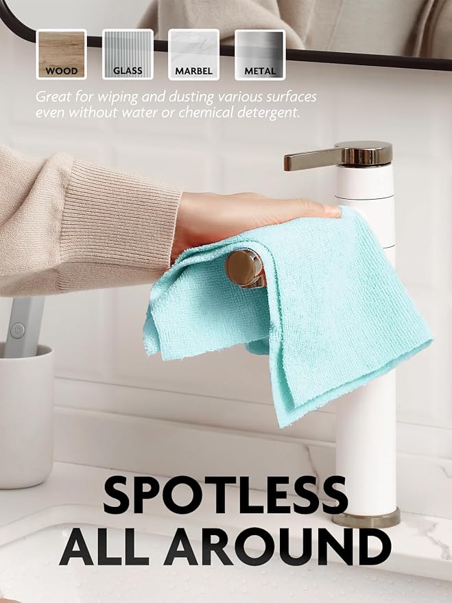 Fantasticlean Microfiber Cleaning Cloth Roll -75 Pack Tear Away Microfiber Towels 12 x 12 Reusable Washable Scratch Free Ultra Absorbent Dishcloth for All-Around Cleaning Supplies (Blue)