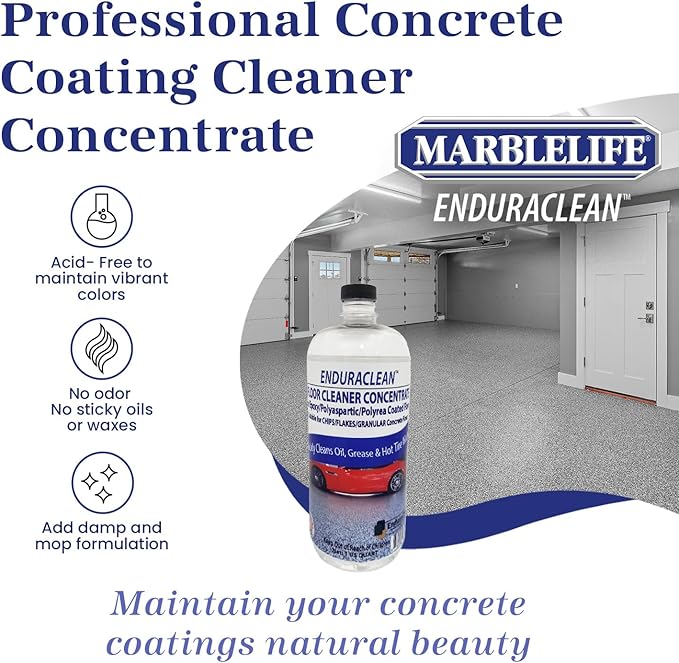 Marblelife EnduraCLEAN Garage and Indoor Concrete Floor Coating Cleaner Effective Basement &amp Garage Floor Cleaner Effective Concrete Cleaner Ready-To-Use Cement Cleaner &amp Degreaser 32 oz