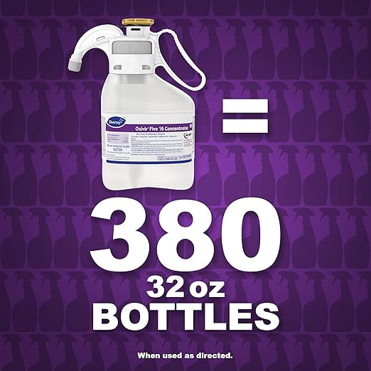 Oxivir Diversey 5019296 Five 16 One-Step Hospital Strength Disinfectant Liquid Cleaner Accelerated Hydrogen Peroxide SmartDose Concentrate 1.4-Liter