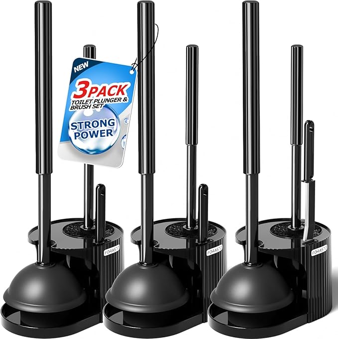 3Pack 3 in 1 Toilet Brush and Plunger SetToilet Bowl Brush Plunger SetToilet Brush Plunger ComboCleaning BrushCleaning Supplies Crevice Cleaning Brush Bathroom Cleaning Tools