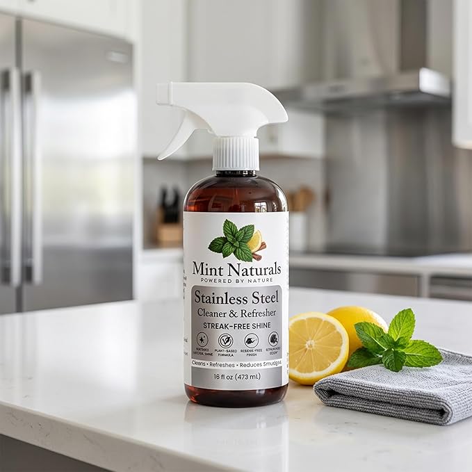 Natural Stainless Steel Cleaner &amp Polisher – Plant Based Formula That Helps Clean Restore Shine &amp Resist Fingerprints on Fridges Dishwashers Grills &amp Sinks 16 oz – Made in USA