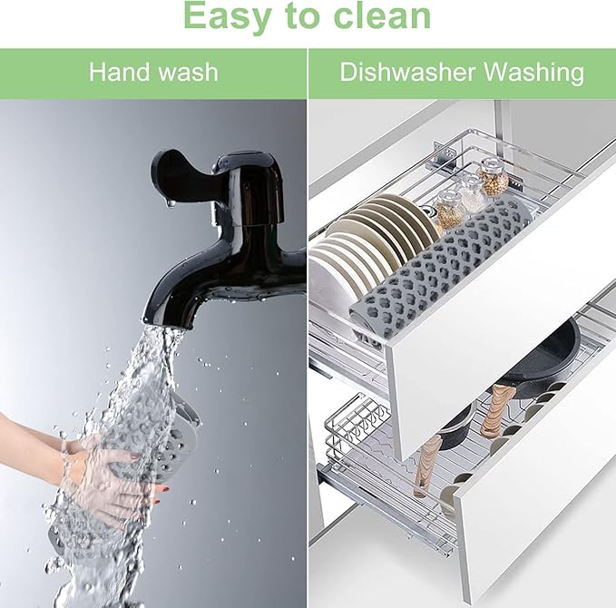Kitchen Sink Protectors 24x12 Heat Resistant Mat for Stainless/Porcelain Sink No-Slip Grid (Grey)