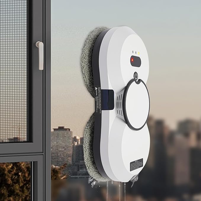 Window Cleaner Robot Window Cleaning Robot with Water Spray Automatic Cleaning with Intelligent Path Planning 2800Pa Suction PowerEdge Detection Technology Remote Control Robot Window Cleaner