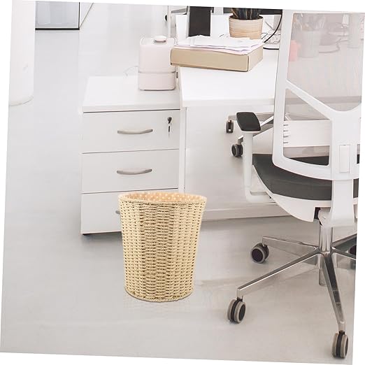 Cabilock Versatile Rattan Trash Can Handles Creative Woven Wastebasket for Kitchen Living Room Bedroom Storage Stylish and Functional Home Organizer Random Style