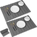 Nuanchu 2pack Large Stone Dish Drying Mat for Kitchen Counter 23.6(L)x15.4(W) Collapsible Diatomaceous Earth Water Absorbing Mat for Dishes Bottles Cups Match Any Countertop(Dark Grey)
